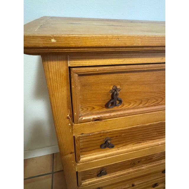 Late 20th Century Late 20th Century Mexican Solid Pine Hacienda Five-Drawer Dresser For Sale - Image 5 of 13