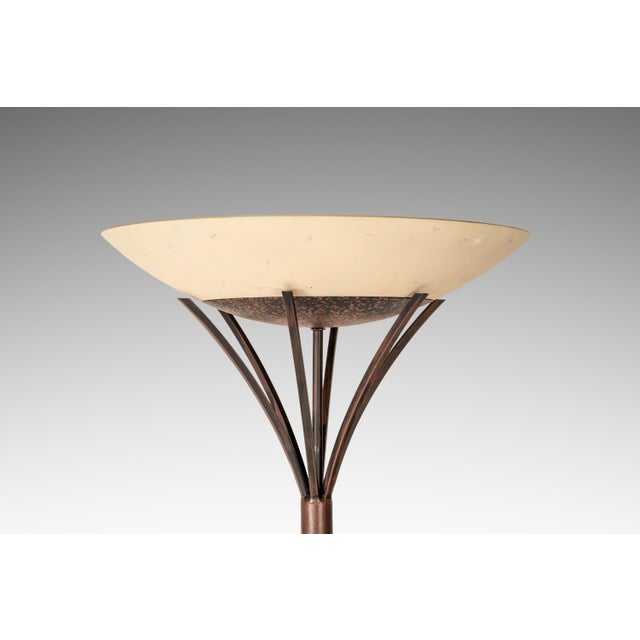 Robert Sonneman Rare Mid-Century Modern Rustic Hand-Forged Twisted Metal Torchiere Floor Lamp Attributed to Robert Sonneman for George Kovacs, Usa, C. 1990 For Sale - Image 4 of 14