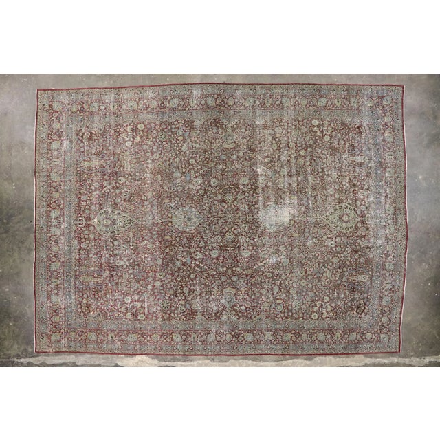 1880s Antique Persian Kerman Rug, 11'09 X 16'03 For Sale - Image 9 of 11