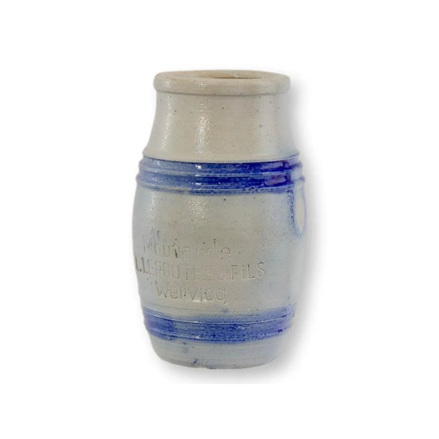 Early 20th Century Antique French Blue-Banded Mustard Pot For Sale - Image 5 of 5