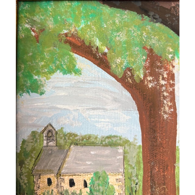 Wood Late 20th Century Original Brutalist Landscape Oil on Canvas, Signed by Artist For Sale - Image 7 of 10