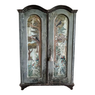 Late 19th Century Painted French Pine Armoire For Sale
