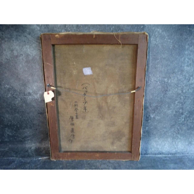 Mid 20th Century Naoyasu Harada "Boy and Locust" Oil Painting on Canvas For Sale In Los Angeles - Image 6 of 8