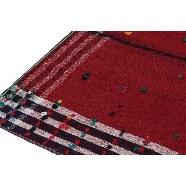 1950s 1950s Vintage Persian Kilim in Red, White & Black, Panel Style by Rug & Kilim For Sale - Image 5 of 8