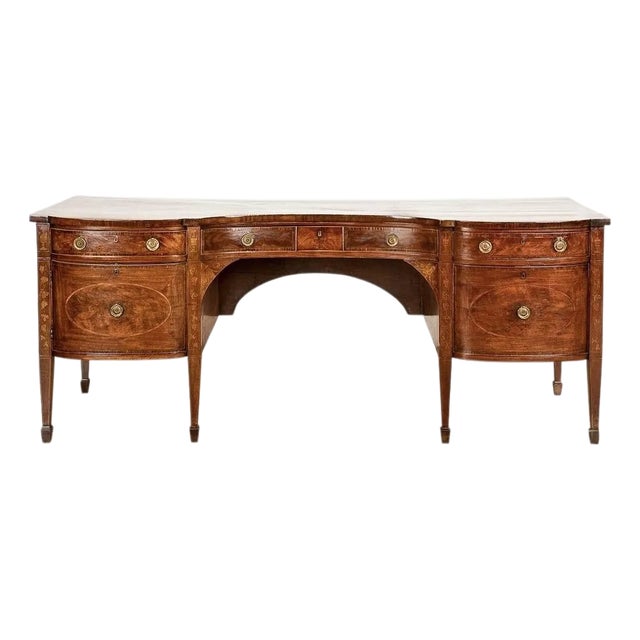 Large Georgian Inlaid Mahogany Serpentine Front Sideboard For Sale