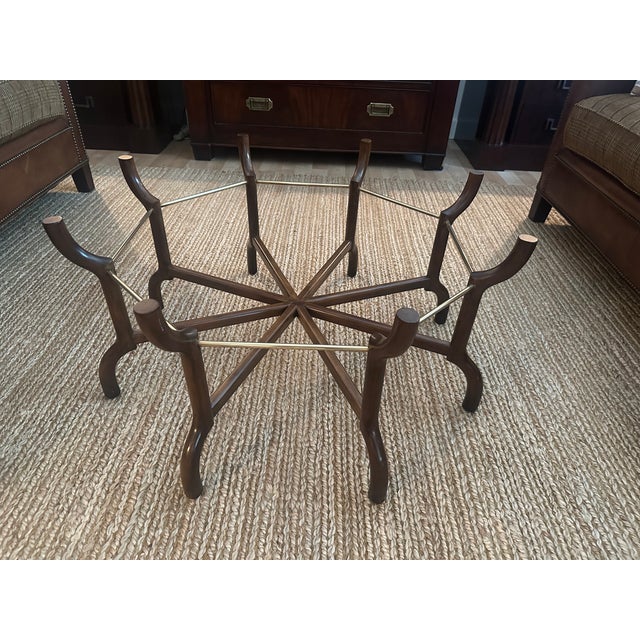Baker Furniture Company Vintage Baker Brass &. Glass Scalloped Coffee Table For Sale - Image 4 of 14