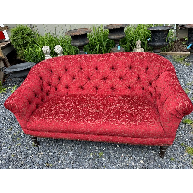 2010s Arhaus Upholstered Tufted Loveseat For Sale - Image 5 of 7