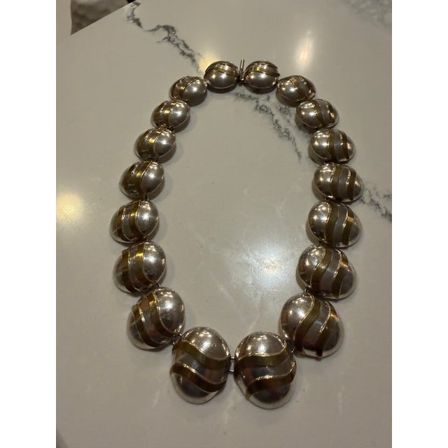 Olde Mexico 925 Modernist Sterling Necklace With Brass Accents For Sale In New York - Image 6 of 15
