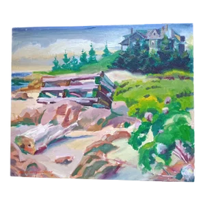 Driftwood Dock Washed Up on the Beach Oil Painting