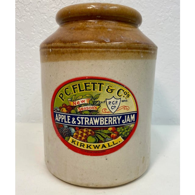 Tan Vintage P C Flett & Co Apple & Strawberry Stoneware Jam Jar From Scotland For Sale - Image 8 of 8