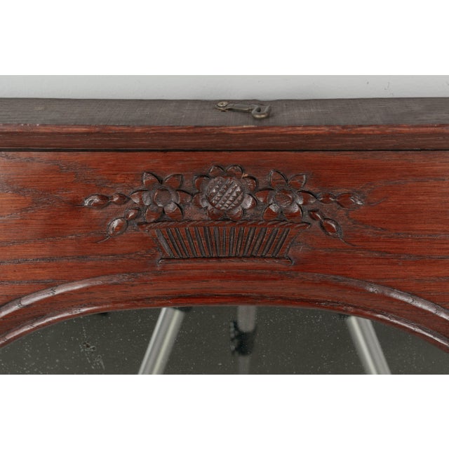 French Country Oak Trumeau Mirror 28.75"w X 41"h For Sale In Orlando - Image 6 of 7