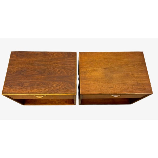 1990s 1990s Pair of Lane Mid Century Modern Nightstands / End Tables With Drawer and Open Shelf For Sale - Image 5 of 9