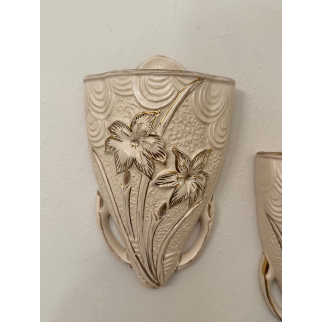 1930s Art Deco English Pottery Arthur Wood Wall Pockets, a Pair For Sale - Image 5 of 12