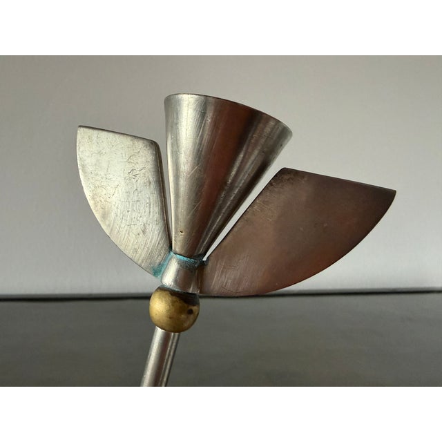 Silver Postmodern Sculptural Candleholder, 1980s For Sale - Image 8 of 16