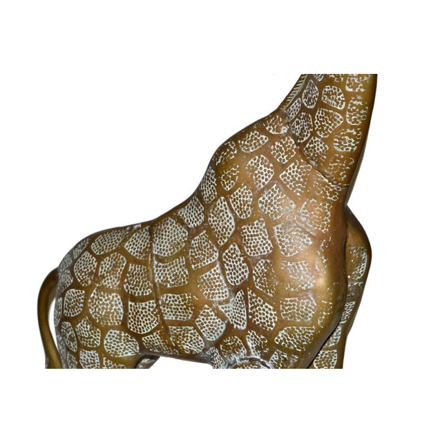 Metal Monumental Mid-Century Modern Hammered Brass & Bronze Giraffe, Animal Sculpture For Sale - Image 7 of 13