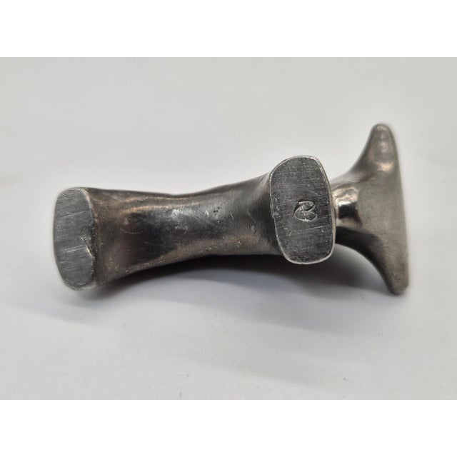 Vintage Metal Animal Figurine with Leather Tail, 1960s For Sale - Image 9 of 11