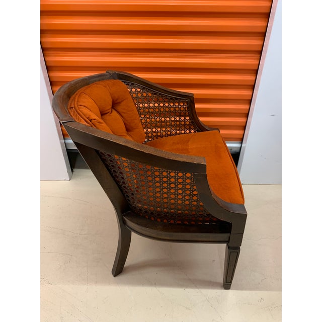 Vintage Original Burnt Orange Upholstery Wood and Cane ...