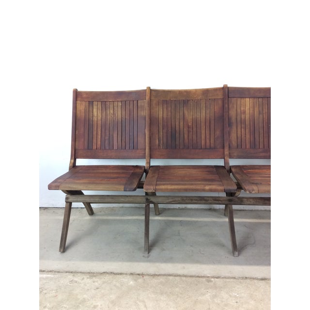 American Antique Set of Four Folding Theater Seats For Sale - Image 3 of 12