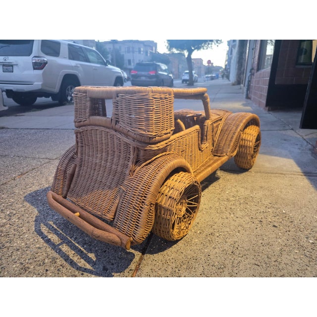 1970s Giant Vintage Wicker and Rattan Luxury Automobile For Sale - Image 5 of 16