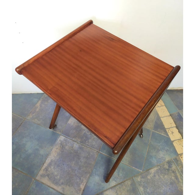 Maroon Vintage TV Stand on Wheels by De Baggis, 1950s For Sale - Image 8 of 9