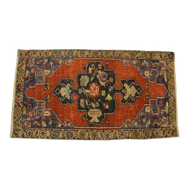 1960s Vintage Turkish Rug- 1′8″ × 3′1″ For Sale