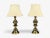 Hollywood Regency Style, Brass, Fabric, Table Lamps, USA, 1970s Pair of traditional urn shaped brass table lamps likely...