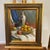 20 th Centuru impressionist style tabletop still life Vase and fruits oil on canvas board framed signed