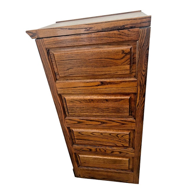 Brown Vintage Tiger Oak File Cabinet Four Locking Drawers, Paneled Sides Legal Size For Sale - Image 8 of 12