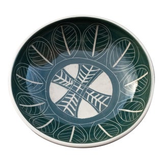 1950s Faience Art Ceramic Bowl Arabia Finland Siena Sgraffito MCM For Sale