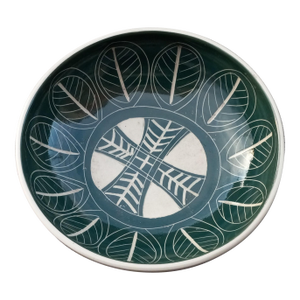 1950s Faience Art Ceramic Bowl Arabia Finland Siena Sgraffito MCM