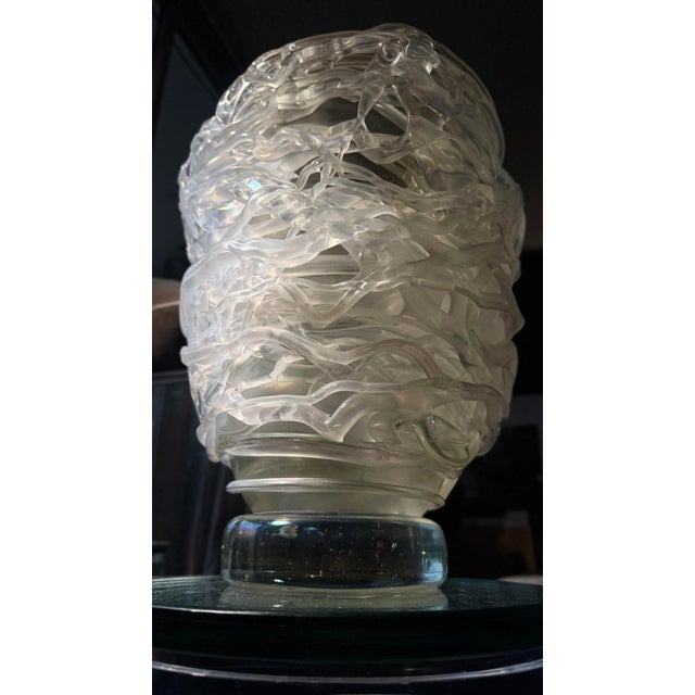 Single Vintage Sergio Costantini Large Murano Glass Web Vase With Gold Fleck; signed/etched on base, undated, likely an...