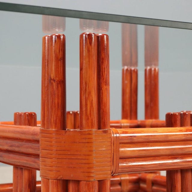 Red Bamboo Coffee Table, 1980s For Sale - Image 3 of 10