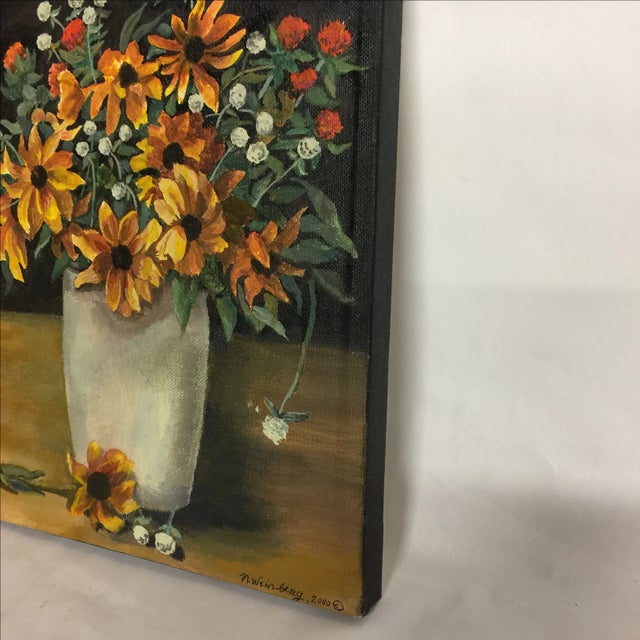 Daisies and Amaranths Original Acrylic Painting For Sale - Image 5 of 5