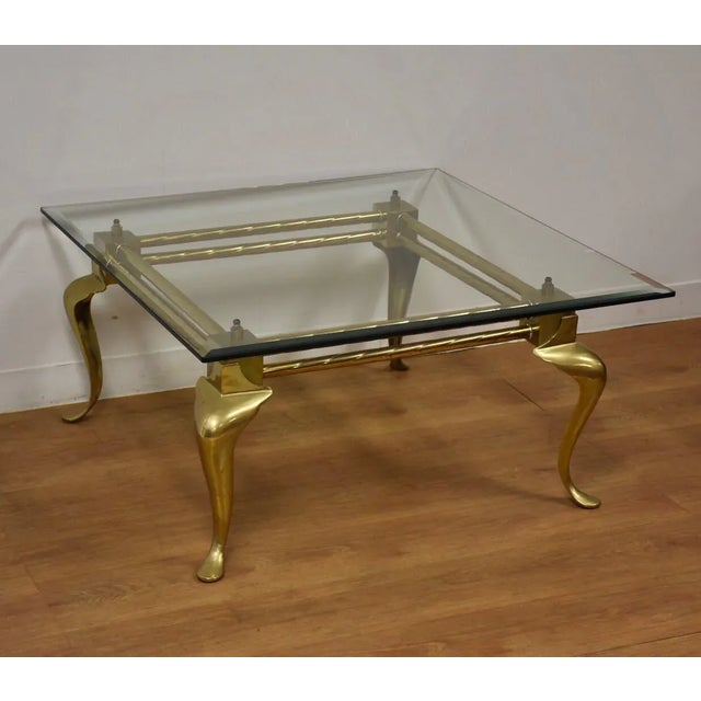 Brass & Glass Modern Labarge Square Coffee Table For Sale - Image 10 of 10