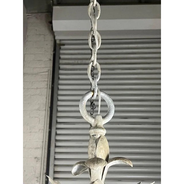Metal Monumental Two-Tiered 12-Light Silvered Chandelier W/ Crown For Sale - Image 7 of 9