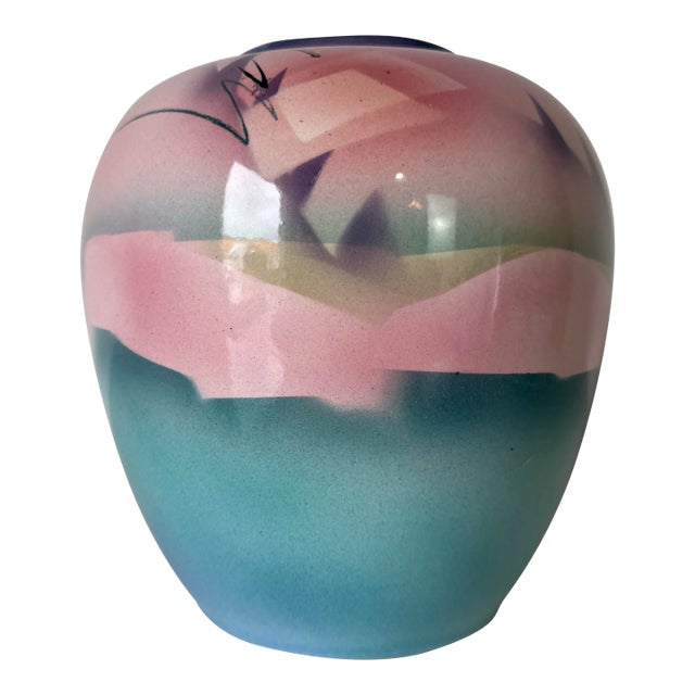 1980's Vintage Judith Stiles Art Ceramic Vase, Signed For Sale