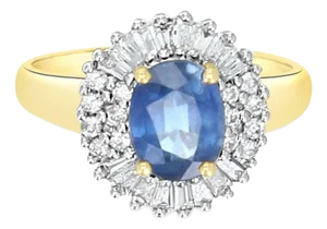 Sapphire Diamond Engagement Ring 1.80cttw 14K Yellow Gold, Size 5