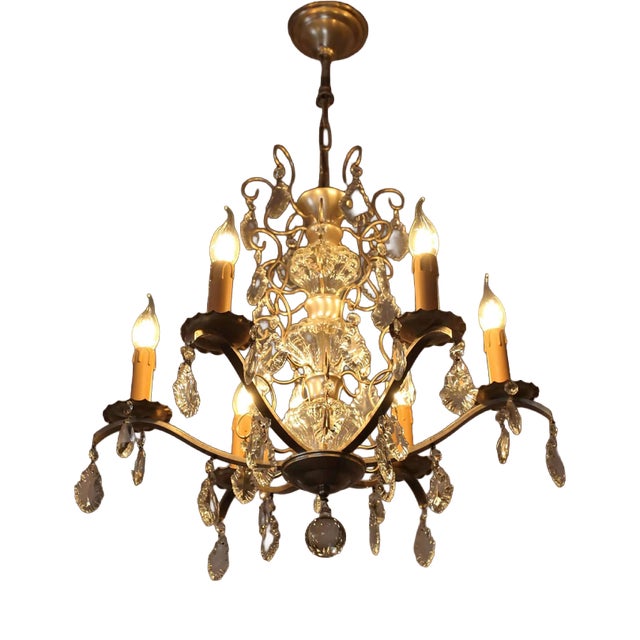 French Provincial Chandelier with Trimmings For Sale