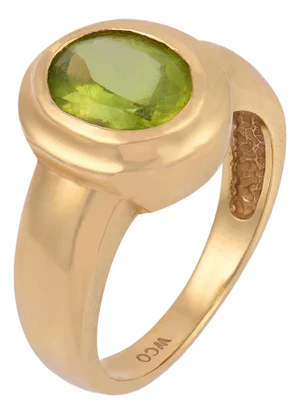 Vintage 1.70 Carat Peridot 14k Yellow Gold Bezel Ring, Size 7.25