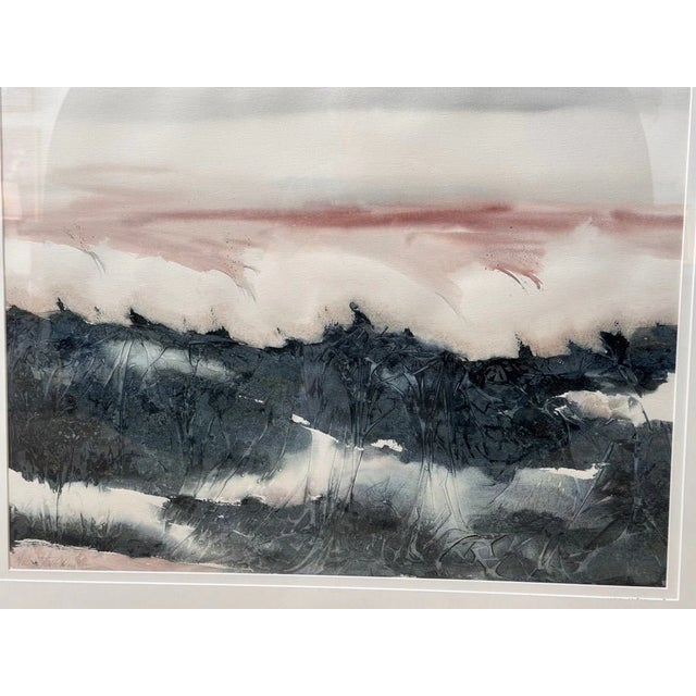 Pair of Watercolors, Waves, Framed, by Nancy Tuttle May, Nc, 1985 For Sale - Image 6 of 6
