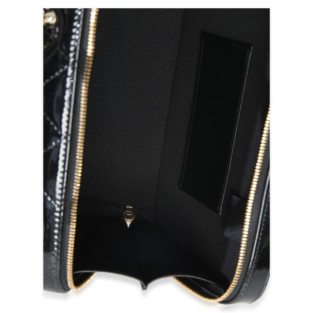 Black Quilted Patent Top Handle Vanity With Chain For Sale - Image 9 of 9