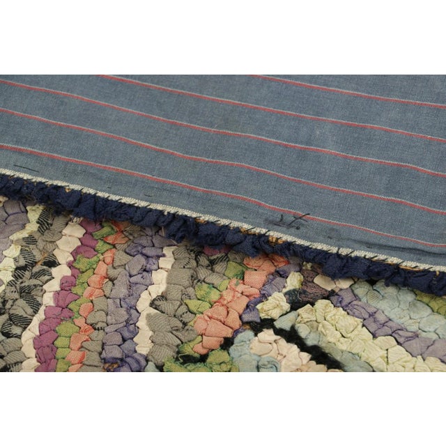 Textile Antique Hooked Geometric Rug in Polychromatic Tones | Rug & Kilim For Sale - Image 7 of 7