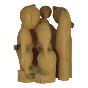 1970s Abstract Wood Sculpture by Roland Lavianne