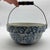 19th Century 19th C. Antique Blue Spongeware Stoneware Bowl W/ Wire Bale Wooden Handle For Sale - Image 5 of 12