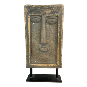 Currey & Company Mid-Century Modern Style Large Concrete Mask on Stand Prototype