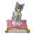 Antique French La Courtille Workshop Cat on Pink Pillow Figurine For Sale