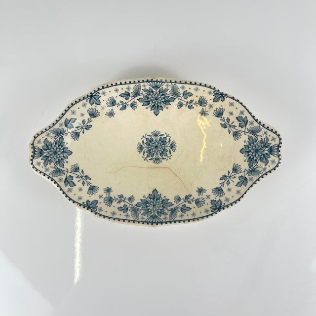 Blue Estrées Plate from U&C Sarreguemines, 1900 For Sale - Image 3 of 11