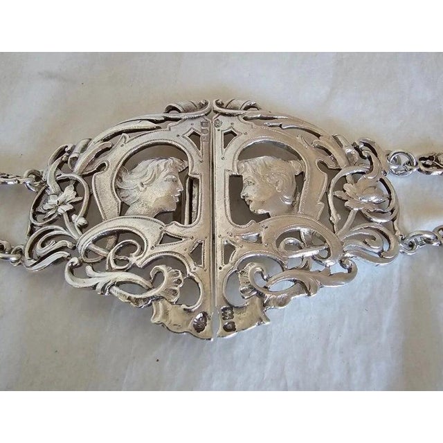 Antique Art Nouveau Sterling Silver Figural Belt from William Comyns, London, 1908 For Sale - Image 9 of 16
