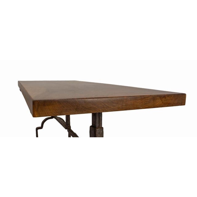 Wood French Walnut Top and Wrought Iron Coffee Table, 1960 For Sale - Image 7 of 11