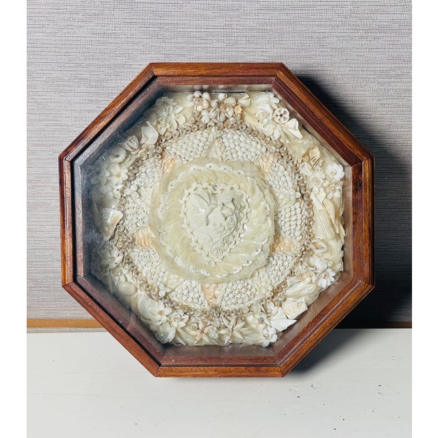 Shell 1940s American Folk Art White Sea Shell Sailors Valentines Love Doves Heart For Sale - Image 7 of 8